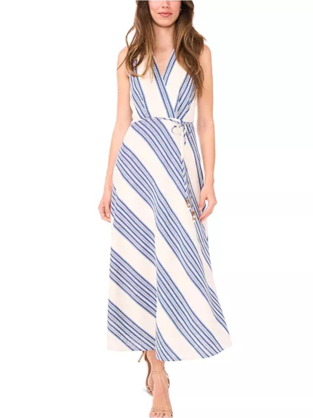 1State Blue White Striped Halter Maxi Dress Size M NWT Coastal Resort